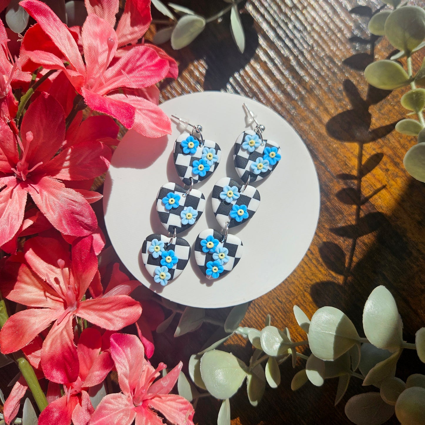 Checkerboard Forget-me-not Heart trio