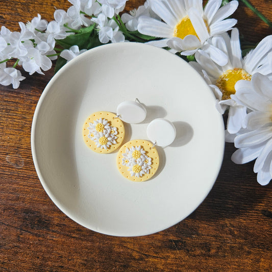 Yellow Daisy circles studs