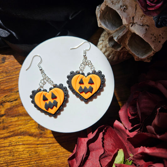 Jack O' Lantern Lace Hearts