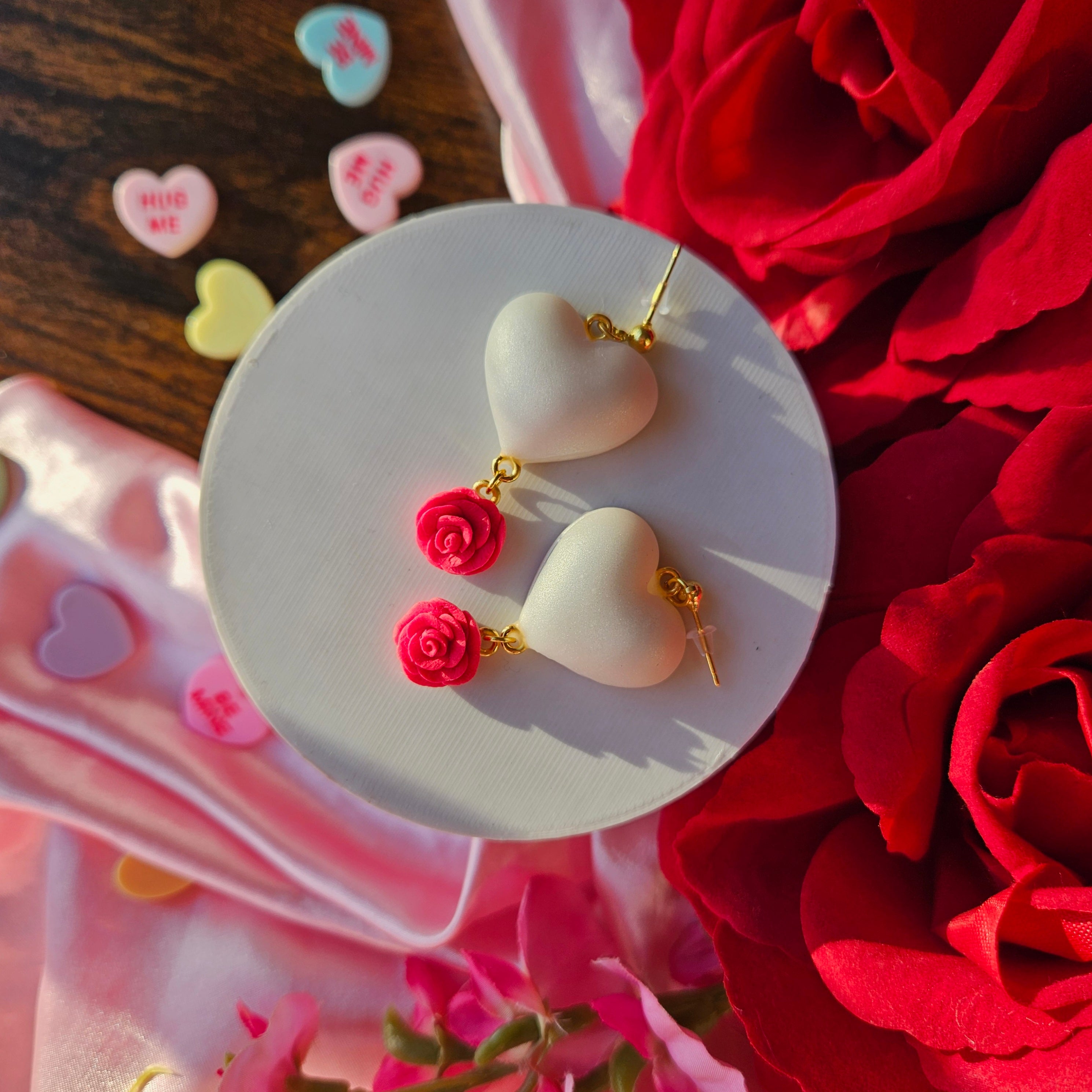 Red Rose Puffy Hearts