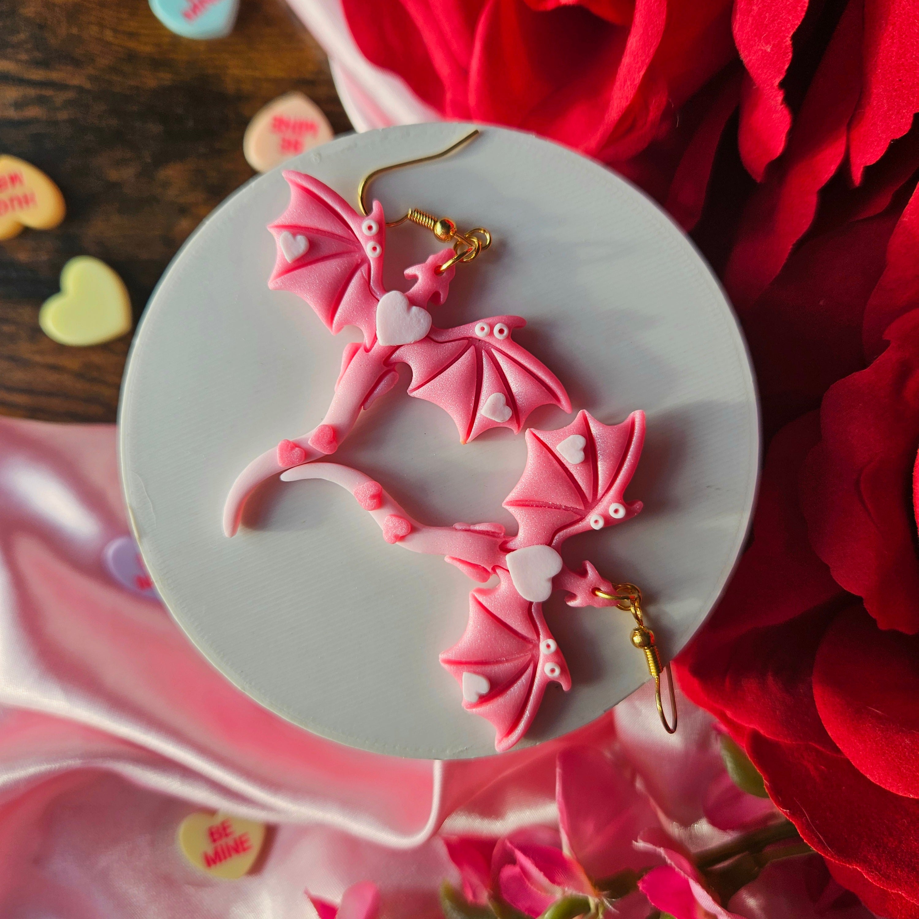 Valentines Sparkly Pink Dragons