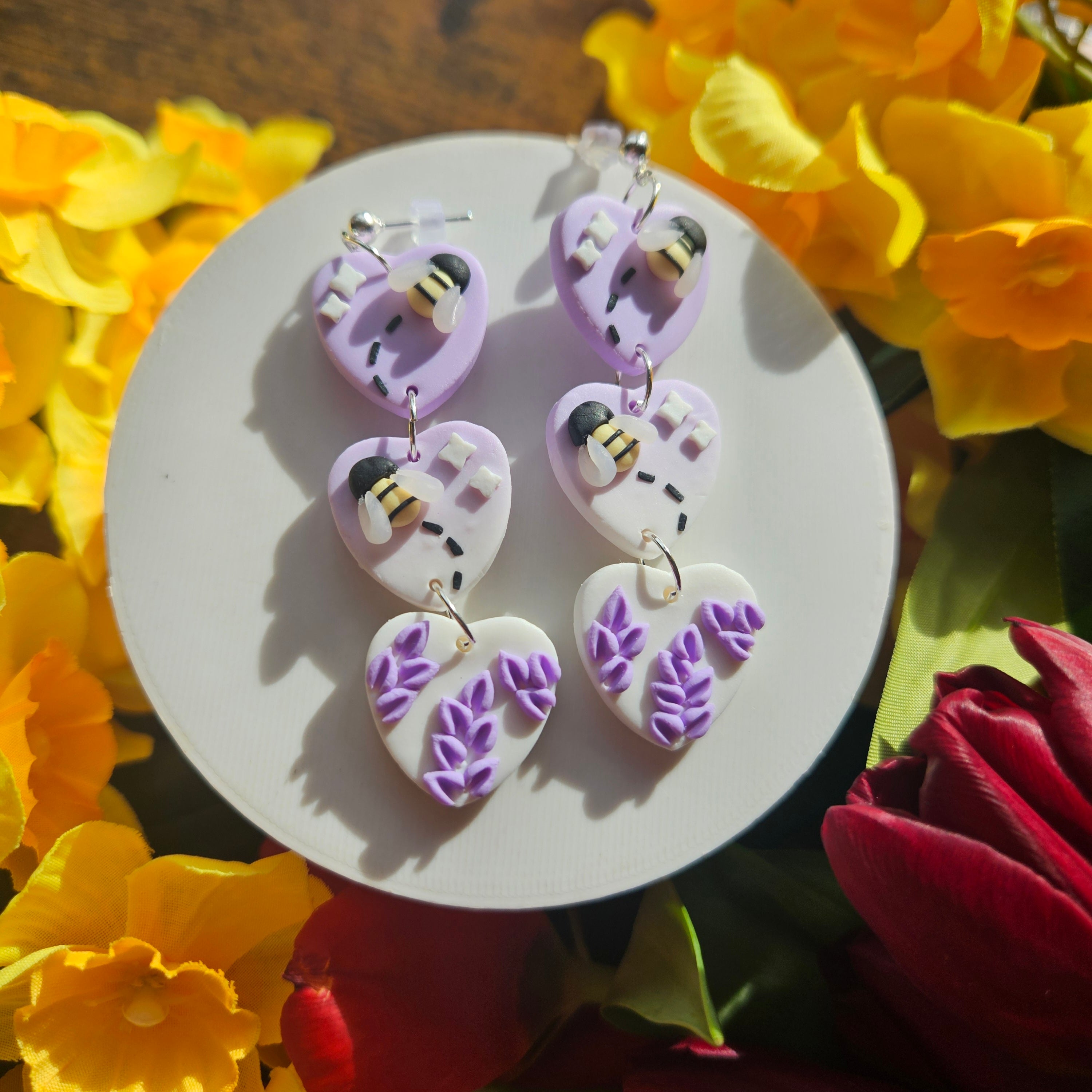 Spring Bee Lavender Heart trios