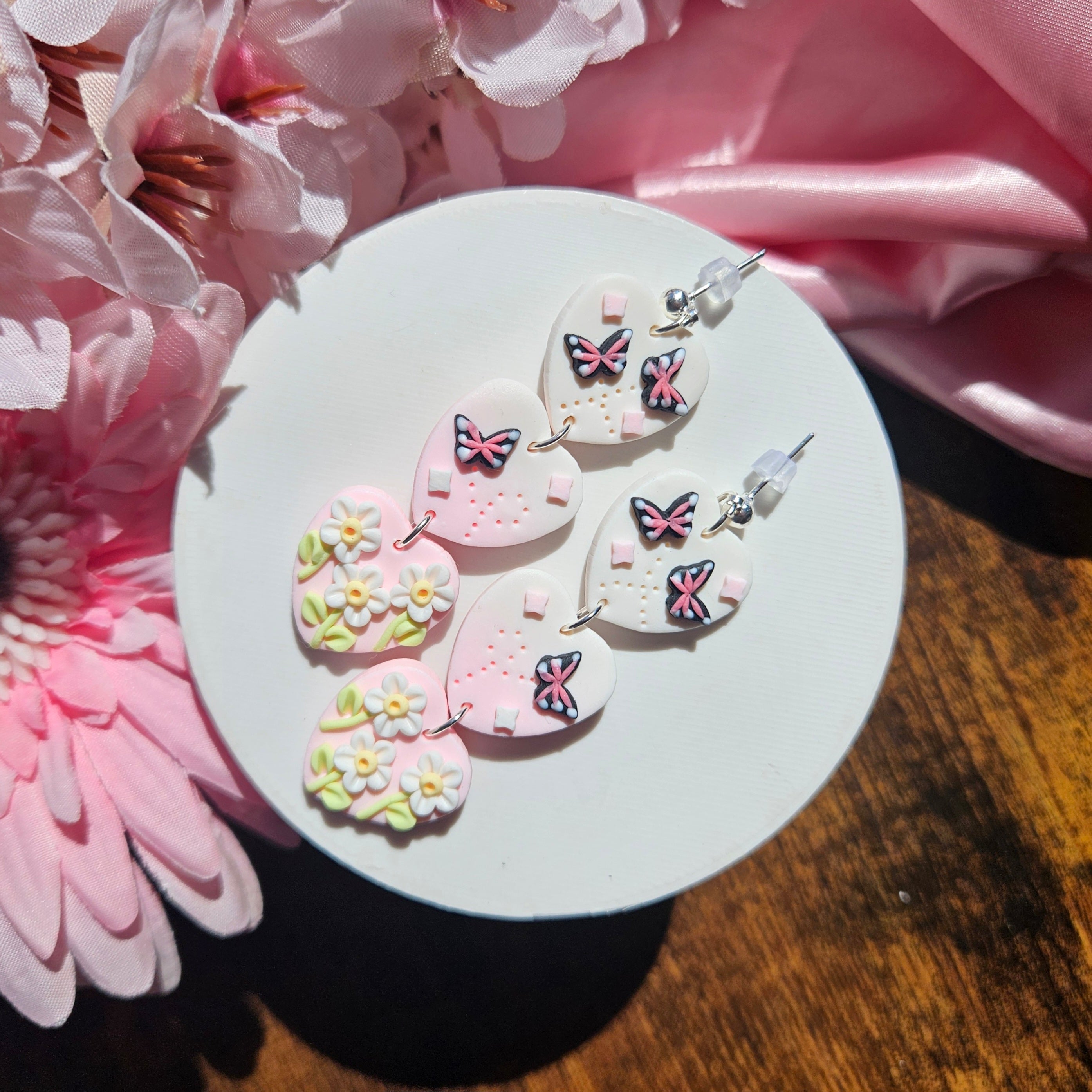 Pink Butterfly Heart Trio