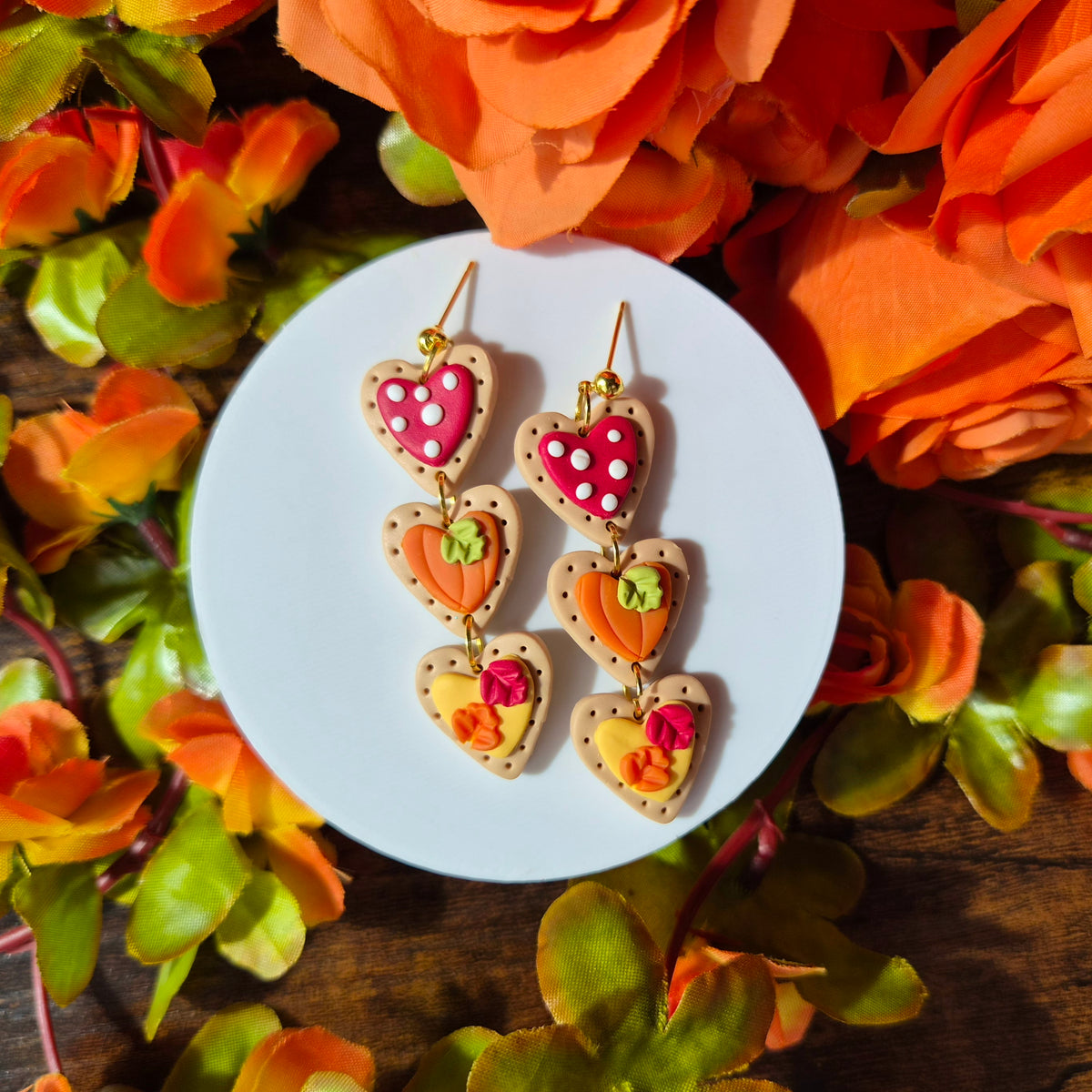 Autumn cookie heart trio