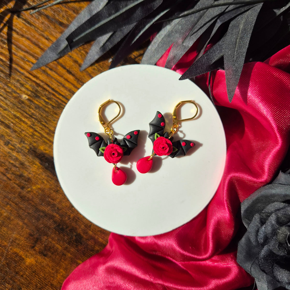 Halloween Rose Bat Dangles