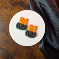 Orange Cats in Black Pumpkins (OOAK)