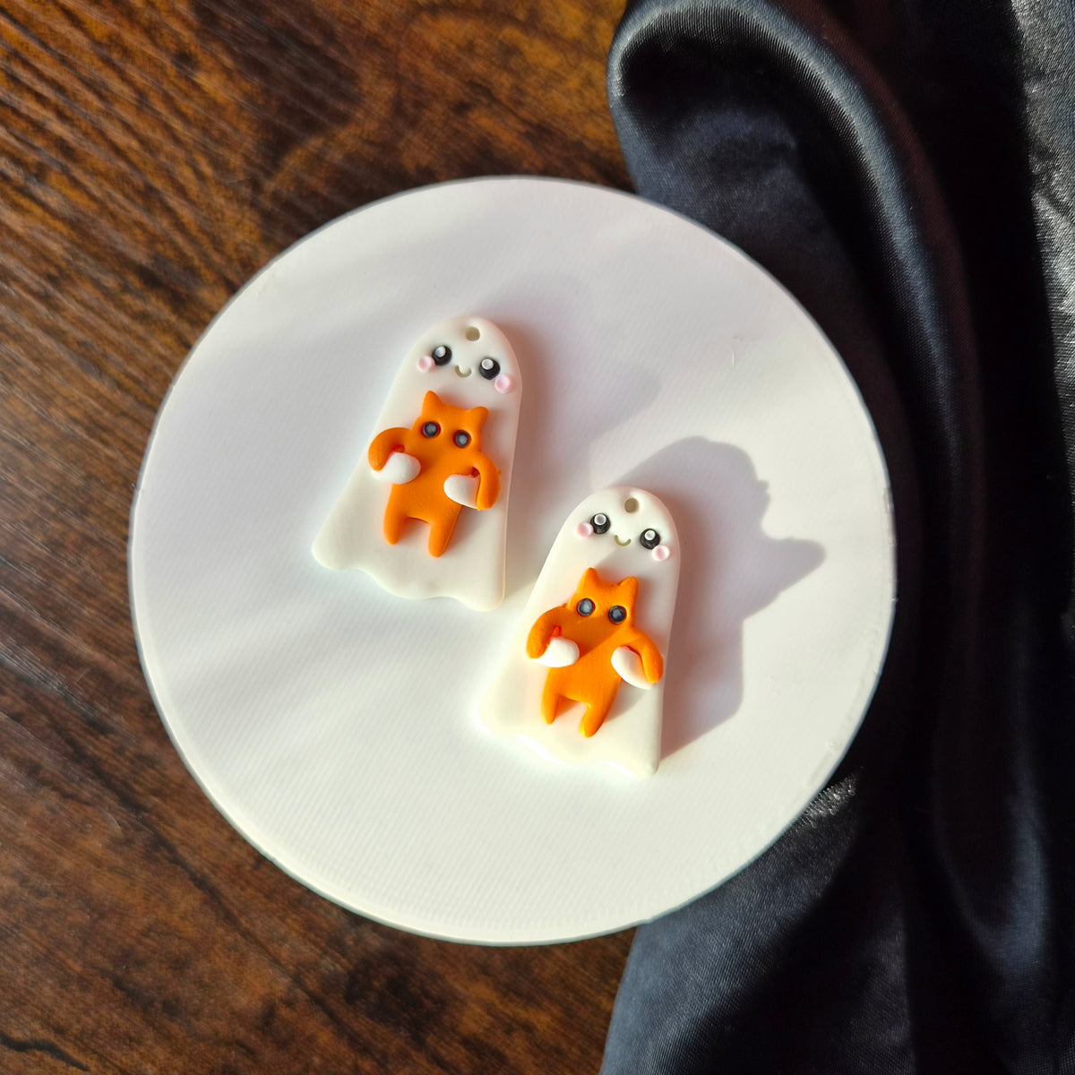 Ghosts Holding Orange Cats - Glow in the Dark (OOAK)