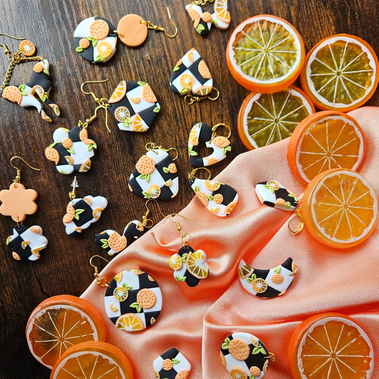 Checkerboard Oranges slab pieces