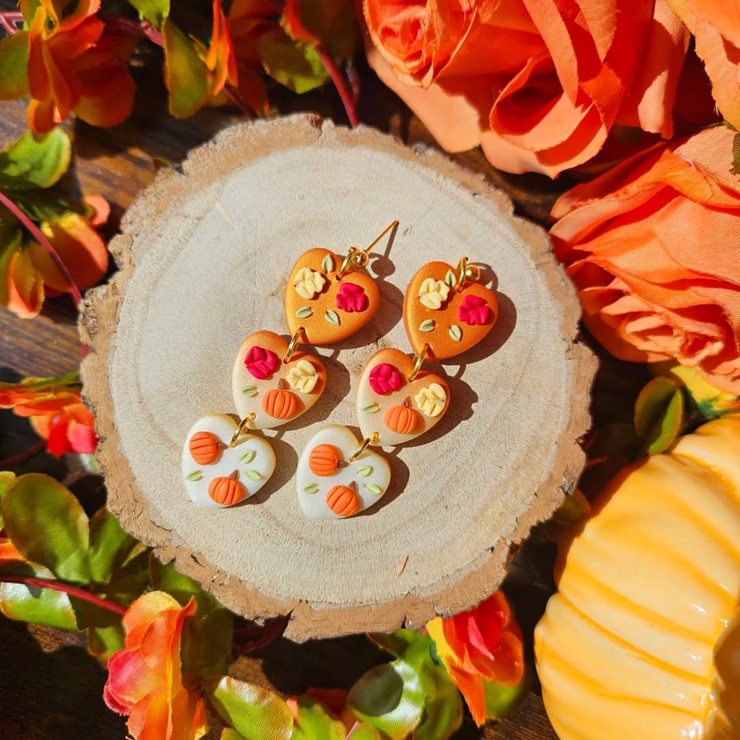 Sparkly Autumn heart trio