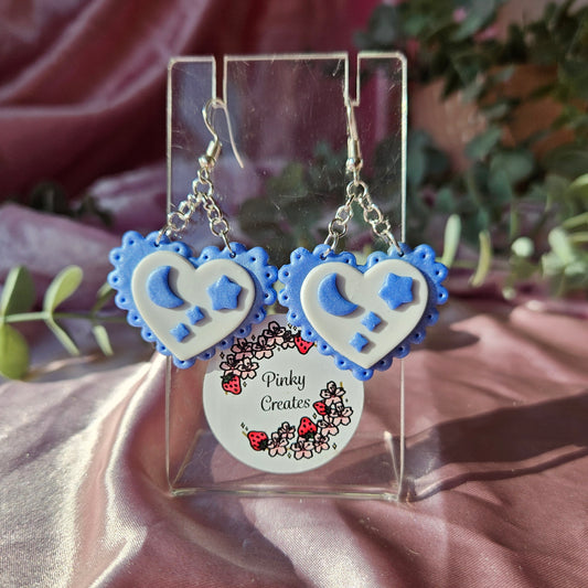 Sparkly blue lace hearts