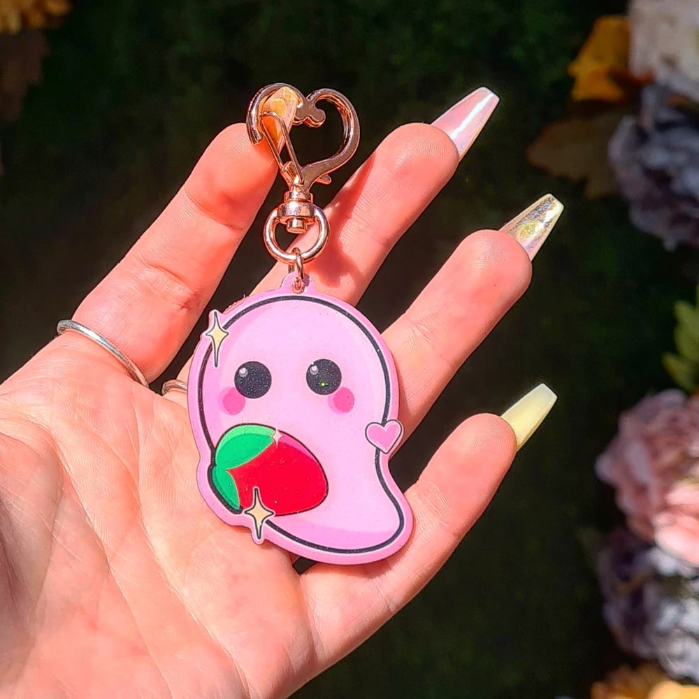 Strawberry Ghost Keyring